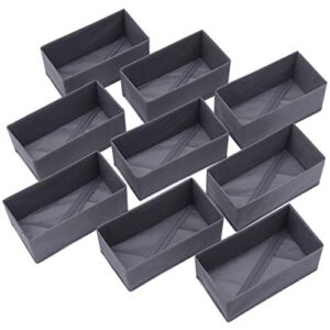 diommell 9 pack foldable cloth storage box closet dresser drawer organizer fabric baskets bins containers divider for clothes underwear bras socks lingerie clothing, dark grey 090