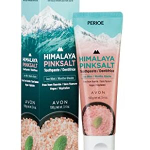 PERIOE Flouride-Free Himalayan Pink Salt Toothpaste, 3.4 oz - Ice Mint w/Aloe Vera | Vegan, Cruelty-Free, Paraben-Free Plaque & Tartar Remover Oral Care Travel Size Toothpaste