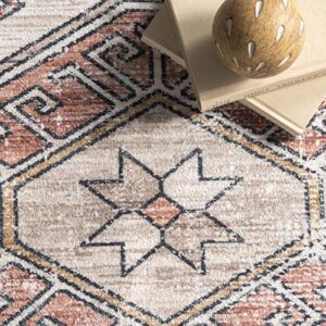 nuLOOM Mae Machine Washable Tribal Motif Runner Rug, 2' 6" x 8', Peach