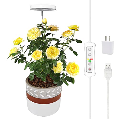 Plant Grow Light,yadoker LED Growing Light Full Spectrum for Indoor Plants,Height Adjustable, Automatic Timer, 5V Low Safe Voltage,Idea for Small Plant Light, 1 Pack