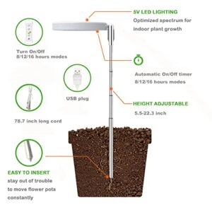 Plant Grow Light,yadoker LED Growing Light Full Spectrum for Indoor Plants,Height Adjustable, Automatic Timer, 5V Low Safe Voltage,Idea for Small Plant Light, 1 Pack