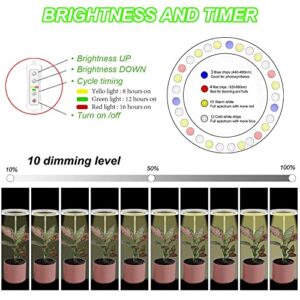 Plant Grow Light,yadoker LED Growing Light Full Spectrum for Indoor Plants,Height Adjustable, Automatic Timer, 5V Low Safe Voltage,Idea for Small Plant Light, 1 Pack