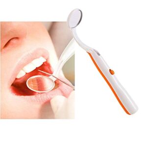 Ceonam 2 Pcs Dental Mirror with Light Tool LED Lighted Teeth Inspection Mirror Anti Fog Curve Angle Dentist Oral Care Tool (Orange)