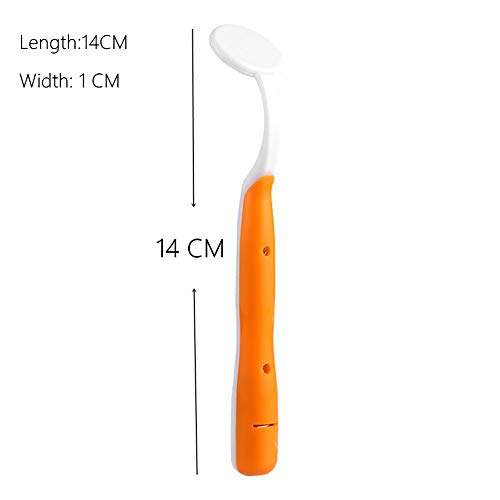 Ceonam 2 Pcs Dental Mirror with Light Tool LED Lighted Teeth Inspection Mirror Anti Fog Curve Angle Dentist Oral Care Tool (Orange)