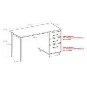 Walker Edison 3 Drawer Modern Wood and Metal Computer Writing Desk Home Office Workstation Small, 52 Inch, Dark Walnut