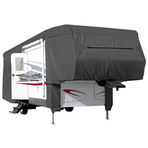 north east harbor waterproof durable tear-resistant 5th wheel toy hauler rv motorhome cover fits length 33'-37' feet new fifth wheel travel trailer camper zippered panels 500d polyester fabric