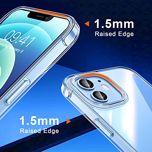 CANSHN Clear Protective for iPhone 12 Case/iPhone 12 Pro Case, [Military Drop Protection] [Not Yellowing] Shockproof Cover with Hard Back & Soft TPU Bumpers, Slim Thin Phone Case for iPhone 12/12 Pro