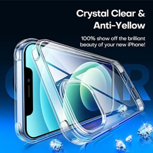 CANSHN Clear Protective for iPhone 12 Case/iPhone 12 Pro Case, [Military Drop Protection] [Not Yellowing] Shockproof Cover with Hard Back & Soft TPU Bumpers, Slim Thin Phone Case for iPhone 12/12 Pro