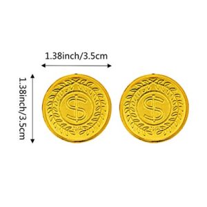 150 Pieces Plastic Play Coins Gold Pirate Treasure Hunt Coins Toys for Kids Party Theme Props Decoration Party Favor Lucky Draw Games Plastic Gold Coins Great for Kids Toddlers Teachers