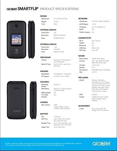 H2O Wireless PREPAID | Alcatel SMARTFLIP 4052R | 4G LTE | 4GB Flip-Phone | SIM Included | Black |