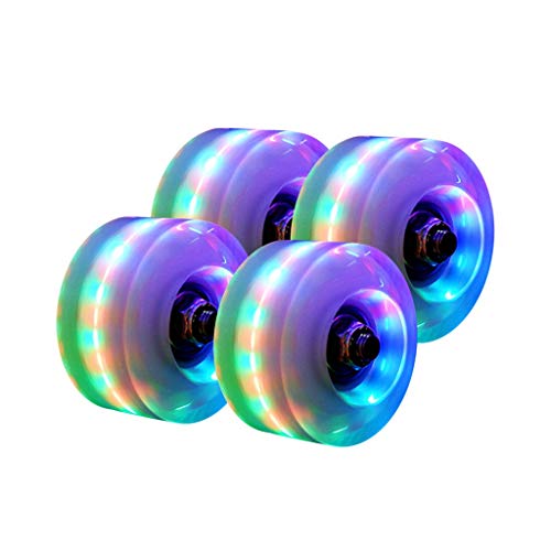 IKevan 4PCS Light Up Quad Roller Skate Wheels 32mm x 58mm, Luminous Light Up Quad Roller Skate/Skateboard Wheels with Bearings Installed (Multicolored)