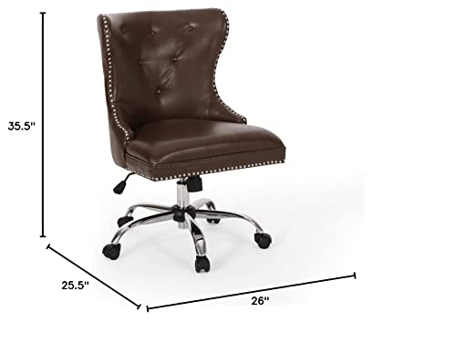 Christopher Knight Home Keith Contemporary Tufted Swivel Office Chair, Dark Brown + Chrome