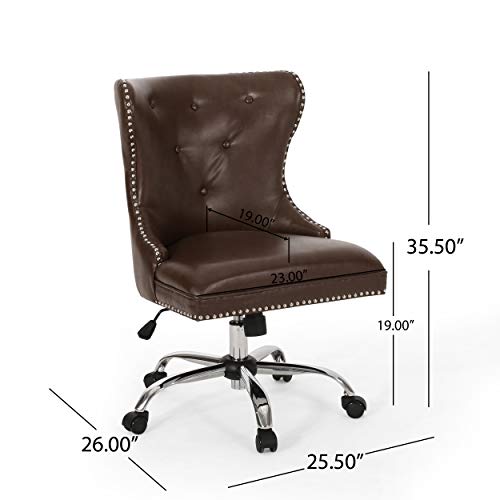 Christopher Knight Home Keith Contemporary Tufted Swivel Office Chair, Dark Brown + Chrome