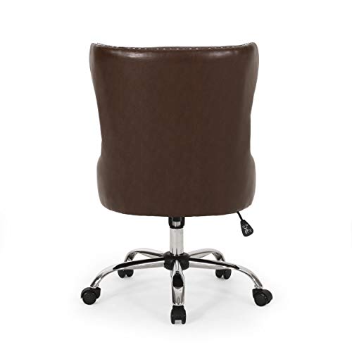 Christopher Knight Home Keith Contemporary Tufted Swivel Office Chair, Dark Brown + Chrome