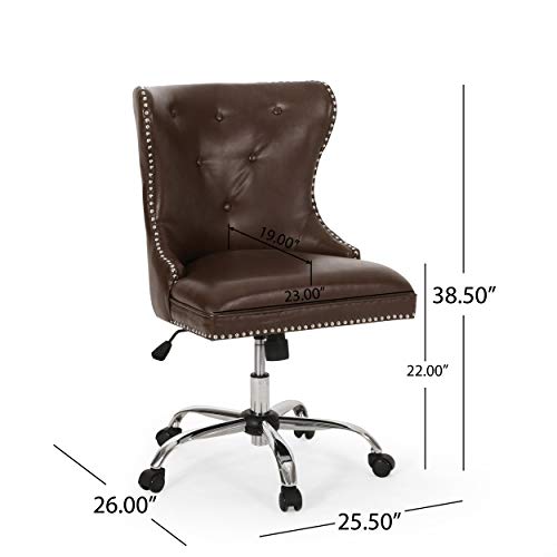 Christopher Knight Home Keith Contemporary Tufted Swivel Office Chair, Dark Brown + Chrome