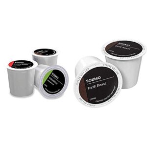 amazon brand - 100 ct. solimo variety pack medium and dark roast coffee pods, compatible with keurig 2.0k-cup brewers & 100 ct. solimo dark roast coffee pods, compatible with keurig 2.0 k-cup brewers