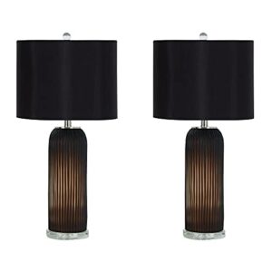 signature design by ashley abaness contemporary 28.63" glass table lamp, 2 count, black