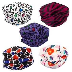 safe n wild disposable face masks - 50 breathable, soft, comfortable masks disposable - waterproof 3 ply disposable face mask (animal print)