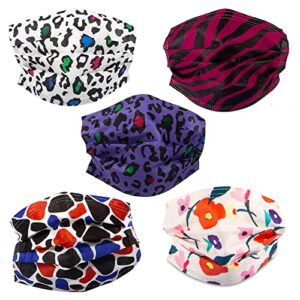 Safe N Wild Disposable Face Masks - 50 Breathable, Soft, Comfortable Masks Disposable - Waterproof 3 Ply Disposable Face Mask (Animal Print)