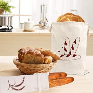 4 Packs Linen Bread Bags for Homemade Bread, Unbleached, Reusable Bread Storage Bakery & Baguette