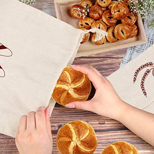 4 Packs Linen Bread Bags for Homemade Bread, Unbleached, Reusable Bread Storage Bakery & Baguette