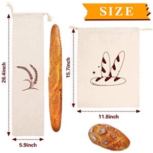 4 Packs Linen Bread Bags for Homemade Bread, Unbleached, Reusable Bread Storage Bakery & Baguette