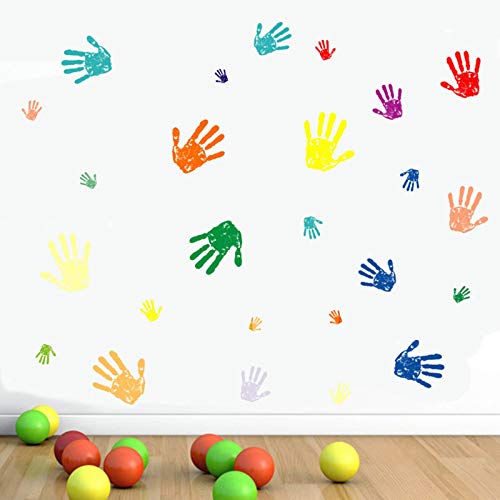 Maydahui 50PCS Colorful Handprint Wall Decal Paint Splash Decor Stickers Peel and Stick DIY for Kids Room Nursery Playroom Home Decoration