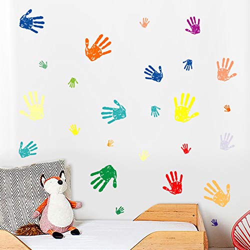 Maydahui 50PCS Colorful Handprint Wall Decal Paint Splash Decor Stickers Peel and Stick DIY for Kids Room Nursery Playroom Home Decoration