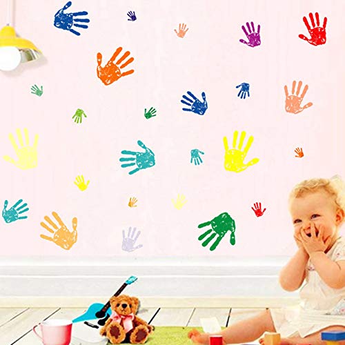 Maydahui 50PCS Colorful Handprint Wall Decal Paint Splash Decor Stickers Peel and Stick DIY for Kids Room Nursery Playroom Home Decoration