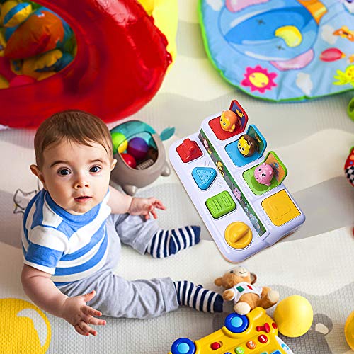 HomeMall Baby Interactive Pop Up Animals Toy, Toddlers Musical Learning Infant Sensory Pop-up Activity Toys for 6-12-18 Months & 1 Year Old Kids Boys Girls Gifts