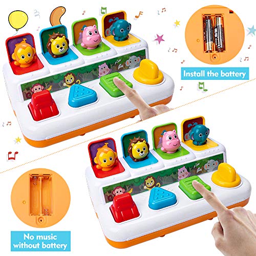 HomeMall Baby Interactive Pop Up Animals Toy, Toddlers Musical Learning Infant Sensory Pop-up Activity Toys for 6-12-18 Months & 1 Year Old Kids Boys Girls Gifts