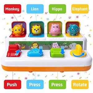 HomeMall Baby Interactive Pop Up Animals Toy, Toddlers Musical Learning Infant Sensory Pop-up Activity Toys for 6-12-18 Months & 1 Year Old Kids Boys Girls Gifts