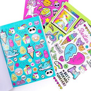 Just My Style 1500+ Stickers, Kawaii Y2K Sticker Book with Positivity Quotes, Sweet Treats, Unicorns, Fun Craft Stickers, for Girls Kids Teens Adults