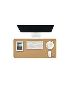hagibis desk pad, natural cork large desk blotter protector, superfine surface material dual sided desk writing mat for office, home, gaming (cork, 24.4" x 11.8")