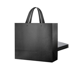 packhome 6 extra large gift bags 17.5x6x16 inches, black premium gift bags with handles for gift giving (glossy black with grass texture)