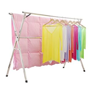 sharewin clothes drying rack for laundry, 59 inches stainless steel garment rack adjustable and foldable space saving, laundry drying rack for indoor outdoor free installed hanger rack heavy duty