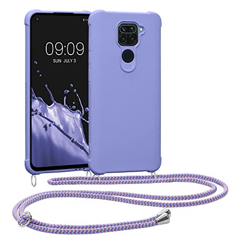 kwmobile Crossbody Case Compatible with Xiaomi Redmi Note 9 Case - TPU Silicone Cover with Strap - Lavender