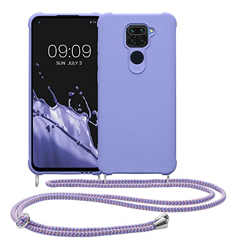 kwmobile Crossbody Case Compatible with Xiaomi Redmi Note 9 Case - TPU Silicone Cover with Strap - Lavender