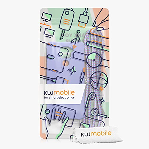 kwmobile Crossbody Case Compatible with Xiaomi Redmi Note 9 Case - TPU Silicone Cover with Strap - Lavender