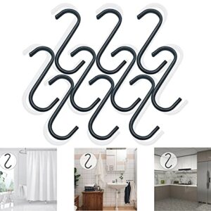 10 PCS Heavy Duty Black S Shaped Hooks for Hanging Pots and Pans Metal Hook Coat Hanger Perfect S Hook for Planter Pot Coat Bag Kitchen Bathroom Bedroom and Office (2.5")