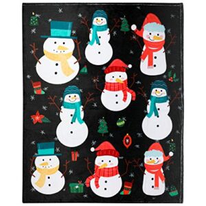 snowman throw blanket, super-soft extra-large snowman winter blanket for boys, girls, adults, teens, and kids, fleece winter themed blanket (50 in x 60 in) warm and cozy throw for bed, crib or couch