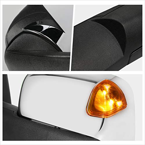 [Pair] Chrome Power Heated Side View Towing Mirrors w/Amber LED Signal Compatible with 02-09 Dodge Ram 1500-3500