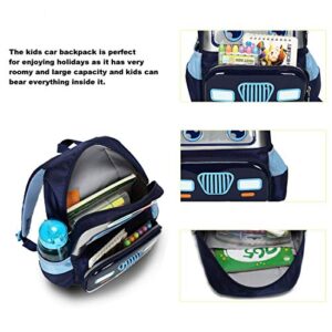 Russel Molly Kids Toddler Backpack for Boys, Police Car School Bag for Preschool, Daycare and Kindergarten (Navy)