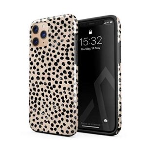 burga phone case compatible with iphone 11 pro max - hybrid 2-layer hard shell + silicone protective case -black polka dots pattern nude almond latte - scratch-resistant shockproof cover