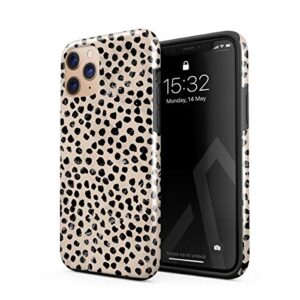 BURGA Phone Case Compatible with iPhone 11 PRO MAX - Hybrid 2-Layer Hard Shell + Silicone Protective Case -Black Polka Dots Pattern Nude Almond Latte - Scratch-Resistant Shockproof Cover