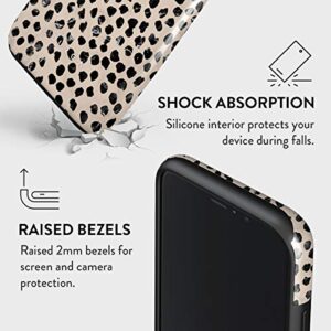 BURGA Phone Case Compatible with iPhone 11 PRO MAX - Hybrid 2-Layer Hard Shell + Silicone Protective Case -Black Polka Dots Pattern Nude Almond Latte - Scratch-Resistant Shockproof Cover