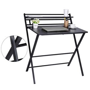 double layer folding study desk for small space home office desk simple laptop writing table 80x 50x72.5cm -ship fron usa