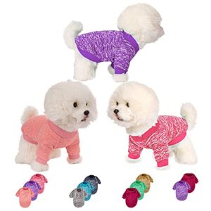 moirig dog sweater, dog sweaters for small dogs, 3 pack warm soft pet clothes for puppy, medium large cat, dogs girl or boy, dog shirt for winter christmas (x-small, pink+purple+hotpink)