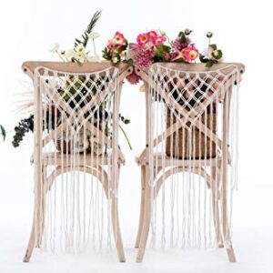 Hysunland Macrame Chair Decor for Wedding Party Chair Decorations Boho Home Décor, Set of 2