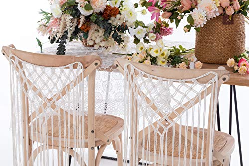 Hysunland Macrame Chair Decor for Wedding Party Chair Decorations Boho Home Décor, Set of 2